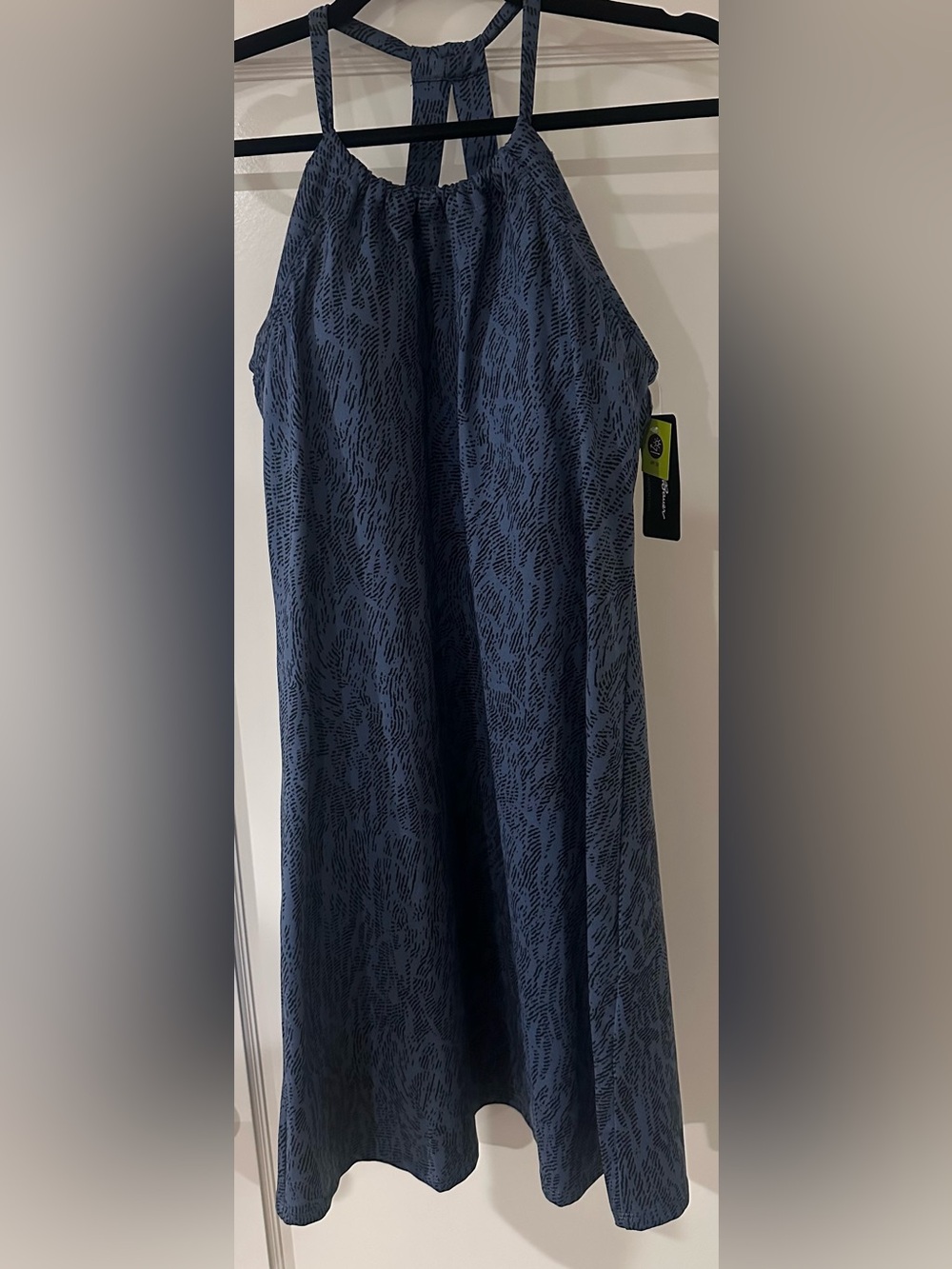 NWT Eddie Bauer Grey and Black Print Halter Dress size S